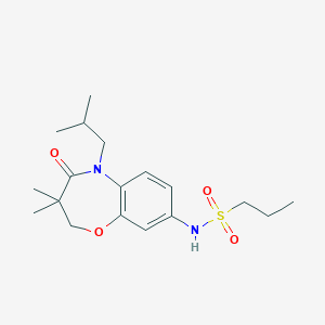 molecular formula C18H28N2O4S B2425453 N-(5-isobutyl-3,3-dimethyl-4-oxo-2,3,4,5-tetrahydrobenzo[b][1,4]oxazepin-8-yl)propane-1-sulfonamide CAS No. 921997-90-2