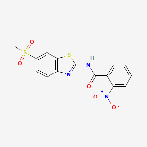 molecular formula C15H11N3O5S2 B2425454 N-(6-METHANESULFONYL-1,3-BENZOTHIAZOL-2-YL)-2-NITROBENZAMIDE CAS No. 313469-70-4