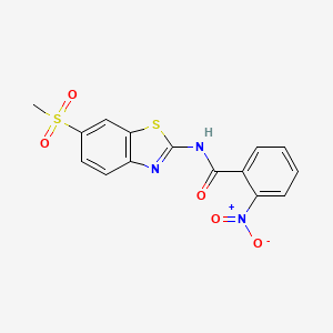 molecular formula C15H11N3O5S2 B2425454 N-(6-methylsulfonyl-1,3-benzothiazol-2-yl)-2-nitrobenzamide CAS No. 313469-70-4