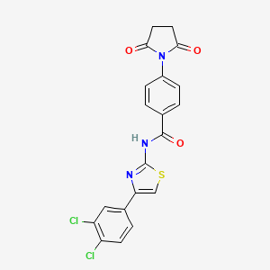 molecular formula C20H13Cl2N3O3S B2425457 N-[4-(3,4-dichlorophenyl)-1,3-thiazol-2-yl]-4-(2,5-dioxopyrrolidin-1-yl)benzamide CAS No. 392246-36-5
