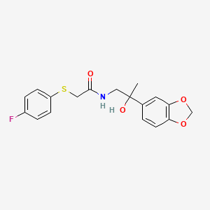 molecular formula C18H18FNO4S B2425475 N-(2-(benzo[d][1,3]dioxol-5-yl)-2-hydroxypropyl)-2-((4-fluorophenyl)thio)acetamide CAS No. 1396711-78-6