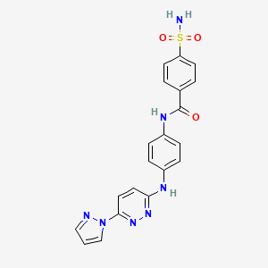 molecular formula C20H17N7O3S B2425493 N-(4-((6-(1H-pyrazol-1-yl)pyridazin-3-yl)amino)phenyl)-4-sulfamoylbenzamide CAS No. 1251579-49-3