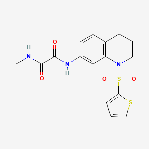 molecular formula C16H17N3O4S2 B2425496 N-methyl-N'-[1-(thiophene-2-sulfonyl)-1,2,3,4-tetrahydroquinolin-7-yl]ethanediamide CAS No. 906151-17-5