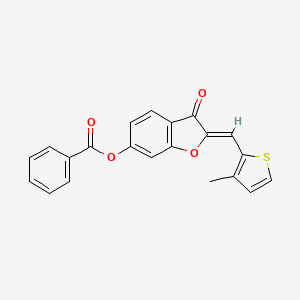 B2425502 (Z)-2-((3-methylthiophen-2-yl)methylene)-3-oxo-2,3-dihydrobenzofuran-6-yl benzoate CAS No. 622362-03-2