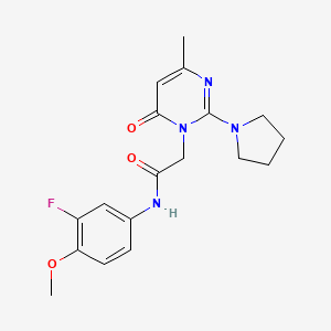 molecular formula C18H21FN4O3 B2425508 N-(3-fluoro-4-methoxyphenyl)-2-[4-methyl-6-oxo-2-(pyrrolidin-1-yl)-1,6-dihydropyrimidin-1-yl]acetamide CAS No. 1251685-36-5