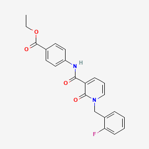 molecular formula C22H19FN2O4 B2425519 Ethyl 4-(1-(2-fluorobenzyl)-2-oxo-1,2-dihydropyridine-3-carboxamido)benzoate CAS No. 946331-61-9