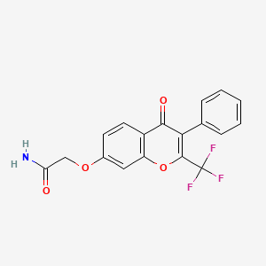molecular formula C18H12F3NO4 B2425521 2-((4-氧代-3-苯基-2-(三氟甲基)-4H-香豆素-7-基)氧基)乙酰胺 CAS No. 585557-54-6