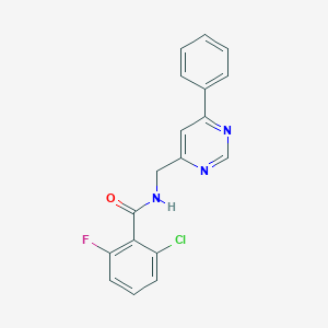 molecular formula C18H13ClFN3O B2425522 2-chloro-6-fluoro-N-((6-phenylpyrimidin-4-yl)methyl)benzamide CAS No. 2309801-01-0