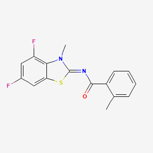 molecular formula C16H12F2N2OS B2425554 N-[(2Z)-4,6-difluoro-3-methyl-2,3-dihydro-1,3-benzothiazol-2-ylidene]-2-methylbenzamide CAS No. 868375-52-4