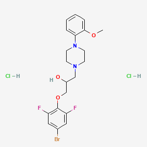molecular formula C20H25BrCl2F2N2O3 B2425643 1-(4-Bromo-2,6-difluorophenoxy)-3-(4-(2-methoxyphenyl)piperazin-1-yl)propan-2-ol dihydrochloride CAS No. 1216376-15-6