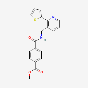 molecular formula C19H16N2O3S B2425647 Methyl 4-(((2-(thiophen-2-yl)pyridin-3-yl)methyl)carbamoyl)benzoate CAS No. 2034398-47-3