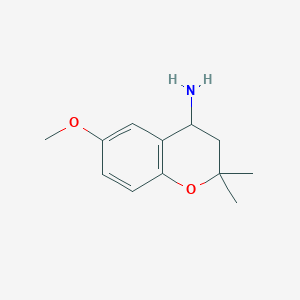 molecular formula C12H17NO2 B2425652 (6-methoxy-2,2-dimethyl-3,4-dihydro-2H-chromen-4-yl)amine CAS No. 752184-51-3