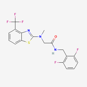 molecular formula C18H14F5N3OS B2425657 N-(2,6-difluorobenzyl)-2-(methyl(4-(trifluoromethyl)benzo[d]thiazol-2-yl)amino)acetamide CAS No. 1396783-26-8