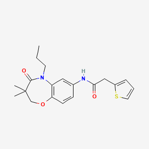 molecular formula C20H24N2O3S B2425666 N-(3,3-dimethyl-4-oxo-5-propyl-2,3,4,5-tetrahydrobenzo[b][1,4]oxazepin-7-yl)-2-(thiophen-2-yl)acetamide CAS No. 921563-60-2