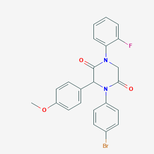 molecular formula C23H18BrFN2O3 B242567 4-(4-Bromophenyl)-1-(2-fluorophenyl)-3-(4-methoxyphenyl)-2,5-piperazinedione 