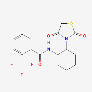 molecular formula C17H17F3N2O3S B2425680 N-[2-(2,4-dioxo-1,3-thiazolidin-3-yl)cyclohexyl]-2-(trifluoromethyl)benzamide CAS No. 1206994-36-6