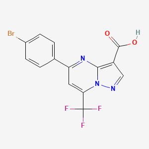 molecular formula C14H7BrF3N3O2 B2425696 5-(4-Bromophenyl)-7-(trifluoromethyl)pyrazolo[1,5-a]pyrimidine-3-carboxylic acid CAS No. 312922-08-0