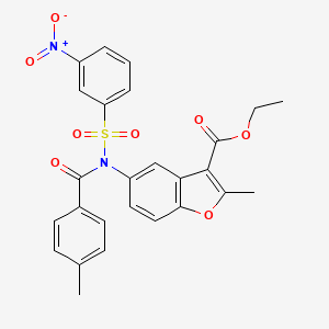molecular formula C26H22N2O8S B2425708 ETHYL 2-METHYL-5-[N-(3-NITROBENZENESULFONYL)4-METHYLBENZAMIDO]-1-BENZOFURAN-3-CARBOXYLATE CAS No. 448209-95-8
