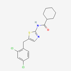 molecular formula C17H18Cl2N2OS B2425738 N-[5-(2,4-dichlorobenzyl)-1,3-thiazol-2-yl]cyclohexanecarboxamide CAS No. 327062-07-7