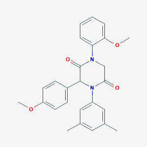molecular formula C26H26N2O4 B242577 4-(3,5-Dimethylphenyl)-1-(2-methoxyphenyl)-3-(4-methoxyphenyl)-2,5-piperazinedione 