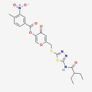 6-(((5-(2-ethylbutanamido)-1,3,4-thiadiazol-2-yl)thio)methyl)-4-oxo-4H-pyran-3-yl 4-methyl-3-nitrobenzoate