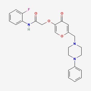 molecular formula C24H24FN3O4 B2425873 N-(2-fluorophenyl)-2-({4-oxo-6-[(4-phenylpiperazin-1-yl)methyl]-4H-pyran-3-yl}oxy)acetamide CAS No. 898420-72-9