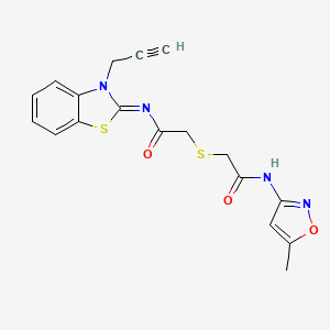 (Z)-N-(5-methylisoxazol-3-yl)-2-((2-oxo-2-((3-(prop-2-yn-1-yl)benzo[d]thiazol-2(3H)-ylidene)amino)ethyl)thio)acetamide
