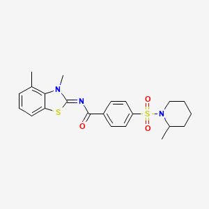 molecular formula C22H25N3O3S2 B2425906 N-(3,4-二甲基-1,3-苯并噻唑-2-基亚甲基)-4-(2-甲基哌嗪-1-基)磺酰苯甲酰胺 CAS No. 850911-02-3