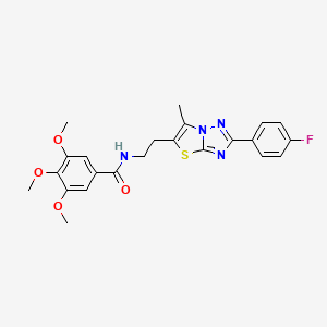 molecular formula C23H23FN4O4S B2425918 N-(2-(2-(4-fluorophenyl)-6-methylthiazolo[3,2-b][1,2,4]triazol-5-yl)ethyl)-3,4,5-trimethoxybenzamide CAS No. 896307-93-0