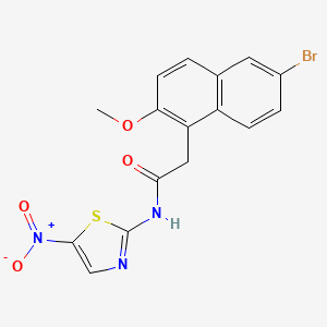 molecular formula C16H12BrN3O4S B2425933 2-(6-bromo-2-methoxynaphthalen-1-yl)-N-(5-nitro-1,3-thiazol-2-yl)acetamide CAS No. 879439-99-3