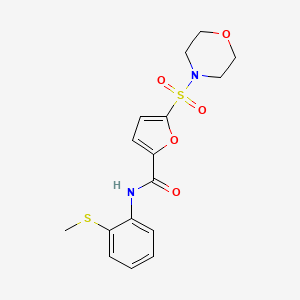 molecular formula C16H18N2O5S2 B2425945 N-(2-(methylthio)phenyl)-5-(morpholinosulfonyl)furan-2-carboxamide CAS No. 1172296-50-2