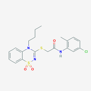 molecular formula C20H22ClN3O3S2 B2425946 2-((4-butyl-1,1-dioxido-4H-benzo[e][1,2,4]thiadiazin-3-yl)thio)-N-(5-chloro-2-methylphenyl)acetamide CAS No. 893790-14-2