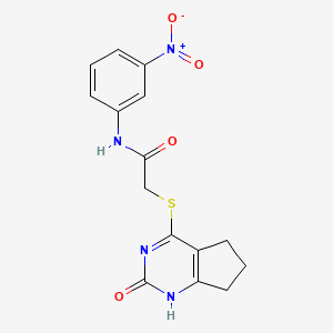 molecular formula C15H14N4O4S B2425958 N-(3-nitrophenyl)-2-({2-oxo-1H,2H,5H,6H,7H-cyclopenta[d]pyrimidin-4-yl}sulfanyl)acetamide CAS No. 946372-07-2
