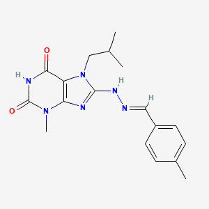 molecular formula C18H22N6O2 B2425963 4-Methylbenzaldehyde (7-isobutyl-3-methyl-2,6-dioxo-2,3,6,7-tetrahydro-1H-purin-8-YL)hydrazone CAS No. 682776-48-3