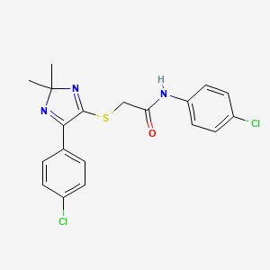 molecular formula C19H17Cl2N3OS B2425970 N-(4-chlorophenyl)-2-{[5-(4-chlorophenyl)-2,2-dimethyl-2H-imidazol-4-yl]sulfanyl}acetamide CAS No. 899905-88-5