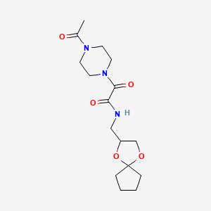 N-(1,4-dioxaspiro[4.4]nonan-2-ylmethyl)-2-(4-acetylpiperazin-1-yl)-2-oxoacetamide