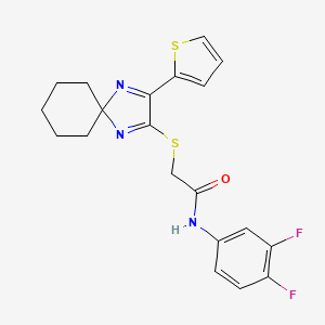 N-(3,4-difluorophenyl)-2-((3-(thiophen-2-yl)-1,4-diazaspiro[4.5]deca-1,3-dien-2-yl)thio)acetamide