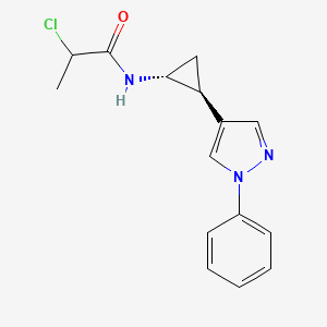 2-Chloro-N-[(1R,2S)-2-(1-phenylpyrazol-4-yl)cyclopropyl]propanamide