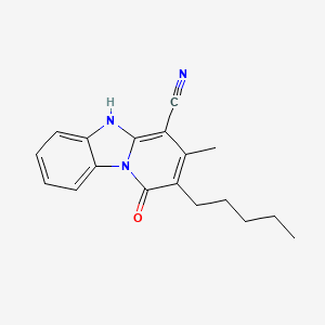 molecular formula C18H19N3O B2426049 3-Methyl-1-oxo-2-pentyl-1,5-dihydropyrido[1,2-a]benzimidazole-4-carbonitrile CAS No. 611197-29-6