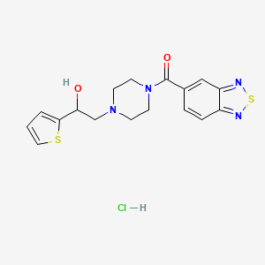 molecular formula C17H19ClN4O2S2 B2426050 Benzo[c][1,2,5]thiadiazol-5-yl(4-(2-hydroxy-2-(thiophen-2-yl)ethyl)piperazin-1-yl)methanone hydrochloride CAS No. 1351590-93-6