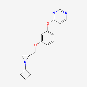 molecular formula C17H19N3O2 B2426057 4-[3-[(1-Cyclobutylaziridin-2-yl)methoxy]phenoxy]pyrimidine CAS No. 2418668-23-0