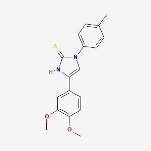 molecular formula C18H18N2O2S B2426063 5-(3,4-dimethoxyphenyl)-3-(4-methylphenyl)-1H-imidazole-2-thione CAS No. 866346-42-1
