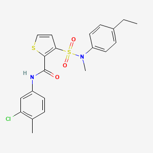 molecular formula C21H21ClN2O3S2 B2426095 N-(3-chloro-4-methylphenyl)-3-[(4-ethylphenyl)(methyl)sulfamoyl]thiophene-2-carboxamide CAS No. 1105215-06-2