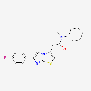 molecular formula C20H22FN3OS B2426137 N-cyclohexyl-2-[6-(4-fluorophenyl)imidazo[2,1-b][1,3]thiazol-3-yl]-N-methylacetamide CAS No. 897463-82-0