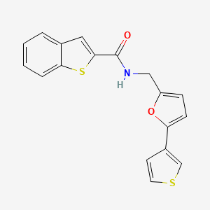 molecular formula C18H13NO2S2 B2426142 N-((5-(thiophen-3-yl)furan-2-yl)methyl)benzo[b]thiophene-2-carboxamide CAS No. 2034439-41-1