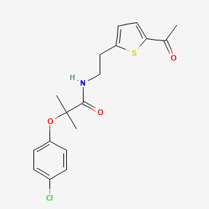 molecular formula C18H20ClNO3S B2426145 N-(2-(5-acetylthiophen-2-yl)ethyl)-2-(4-chlorophenoxy)-2-methylpropanamide CAS No. 2034348-15-5