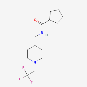 molecular formula C14H23F3N2O B2426209 N-{[1-(2,2,2-trifluoroethyl)piperidin-4-yl]methyl}cyclopentanecarboxamide CAS No. 2320221-14-3