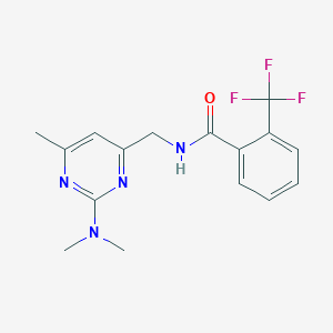 molecular formula C16H17F3N4O B2426240 N-{[2-(dimethylamino)-6-methylpyrimidin-4-yl]methyl}-2-(trifluoromethyl)benzamide CAS No. 1797973-84-2
