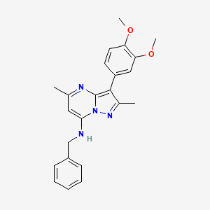 molecular formula C23H24N4O2 B2426253 N-benzyl-3-(3,4-dimethoxyphenyl)-2,5-dimethylpyrazolo[1,5-a]pyrimidin-7-amine CAS No. 900872-98-2