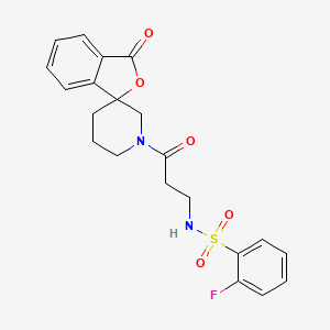 B2426285 2-fluoro-N-(3-oxo-3-(3-oxo-3H-spiro[isobenzofuran-1,3'-piperidin]-1'-yl)propyl)benzenesulfonamide CAS No. 1797341-23-1